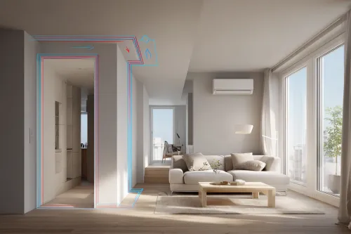 Schéma explicatif détaillé du fonctionnement d’une VMC double flux en rénovation pour optimiser la ventilation intérieure