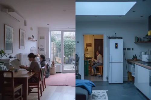 Comparaison avant après d’une installation de chauffage écologique rénovée, montrant économies d’énergie et confort accru