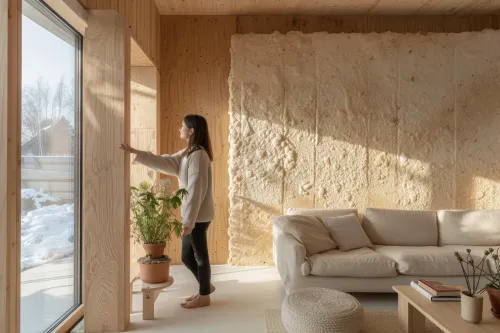 Isolation biosourcée en matériaux renouvelables, réduisant l’empreinte carbone tout en améliorant durablement le confort intérieur